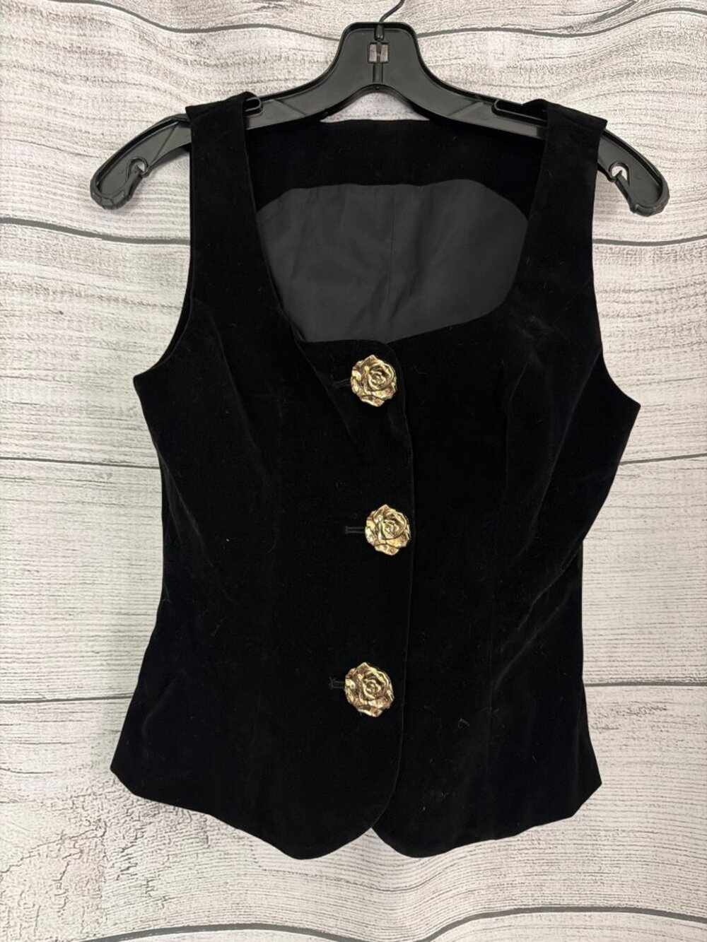 Commense Velvet Gold Floral Buttons Vest Size XS